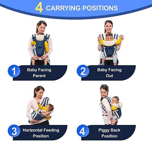 Baby Carrier Bag/Adjustable Hands Free 4 in 1 Baby/Baby sefty Belt/Child Safety Strip/Baby Sling Carrier Bag/Baby Back Carrier Bag (Black) Front Carry Facing s144gw-vb