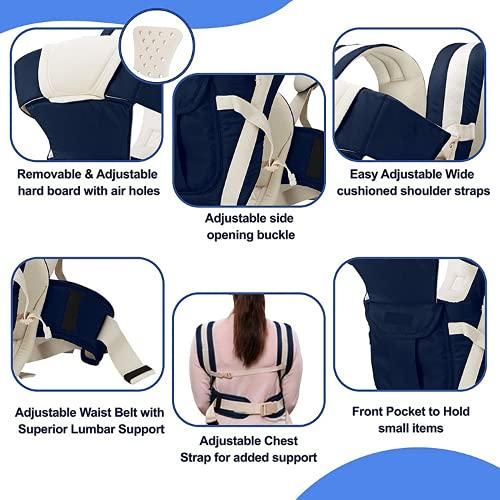 Baby Carrier Bag/Adjustable Hands Free 4 in 1 Baby/Baby sefty Belt/Child Safety Strip/Baby Sling Carrier Bag/Baby Back Carrier Bag (Black) Front Carry Facing s144gw-vb